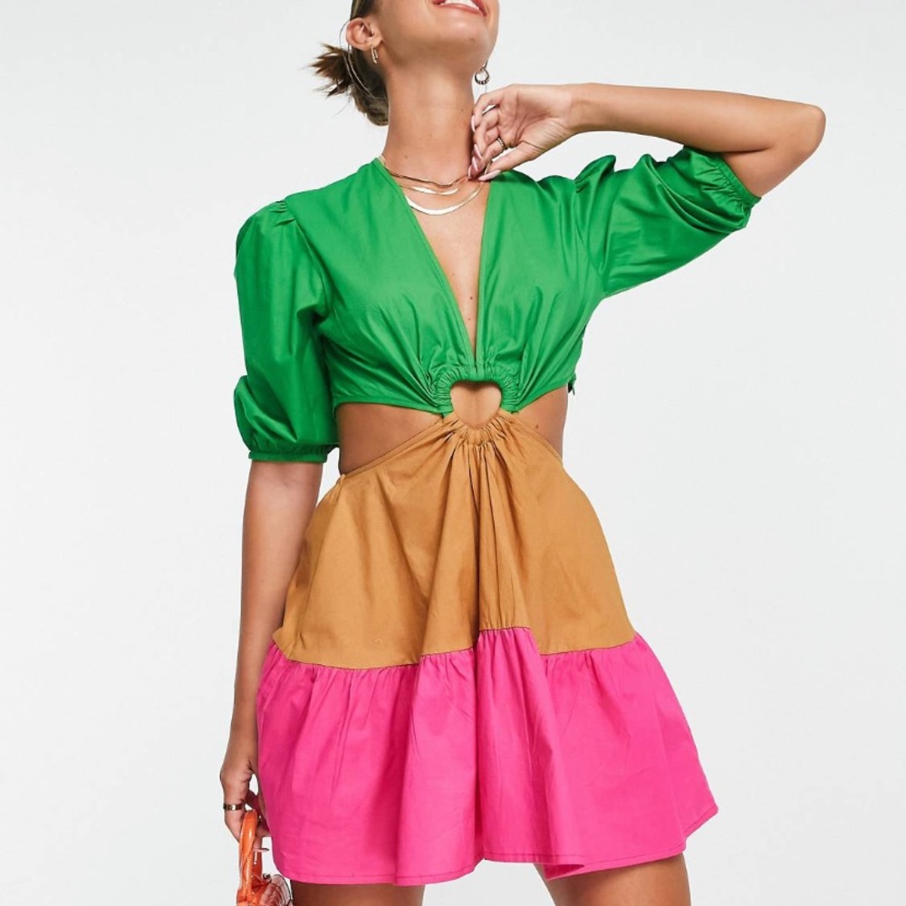 Never Fully Dressed heart cut-out mini dress in watermelon